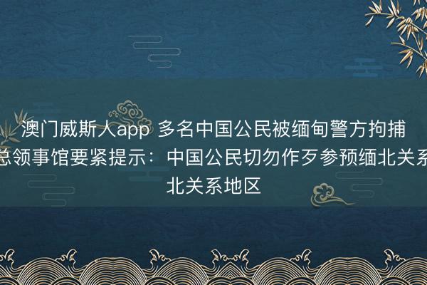 澳门威斯人app 多名中国公民被缅甸警方拘捕，我总领事馆要紧提示：中国公民切勿作歹参预缅北关系地区